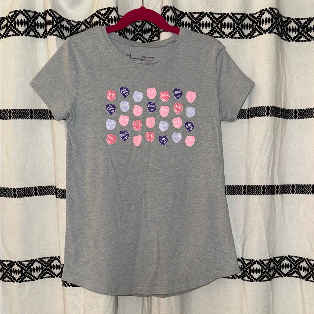 Under Armour Kids Gray Tee with Heart Graphics
